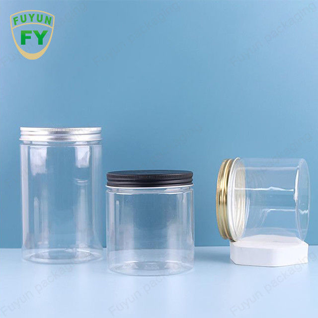 حلوى تخزين الطعام الشفافة برطمان واسع الفم بلاستيك PET أبيض 100 مل 300 مل