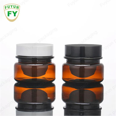 الجملة مستحضرات التجميل تغليف أغذية 30 مل العنبر الأسود الحيوانات الأليفة البلاستيك مستحضرات التجميل جرة مع غطاء أبيض أسود